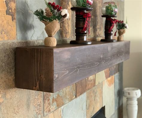 faux wood beam mantle